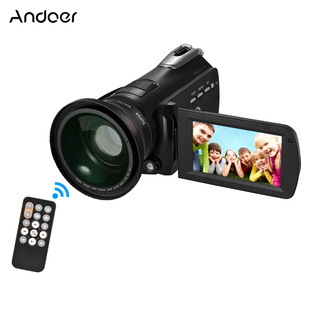 Andoer HDV D395 Цифровая видеокамера DV WiFi 1080P FHD 24 м + макрообъектив/пульт дистанционного
