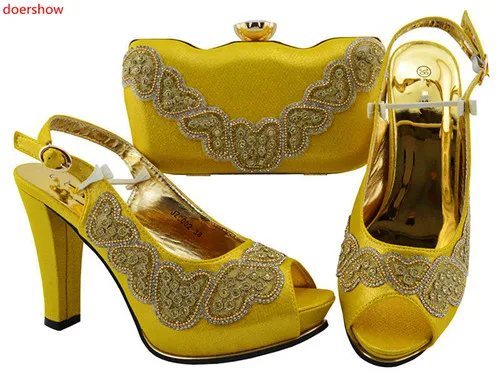 

doershow African fashion Shoes And Bag Matching Set With gold Hot Selling Women Italian Shoes And Bag Set For Wedding HWD1-6