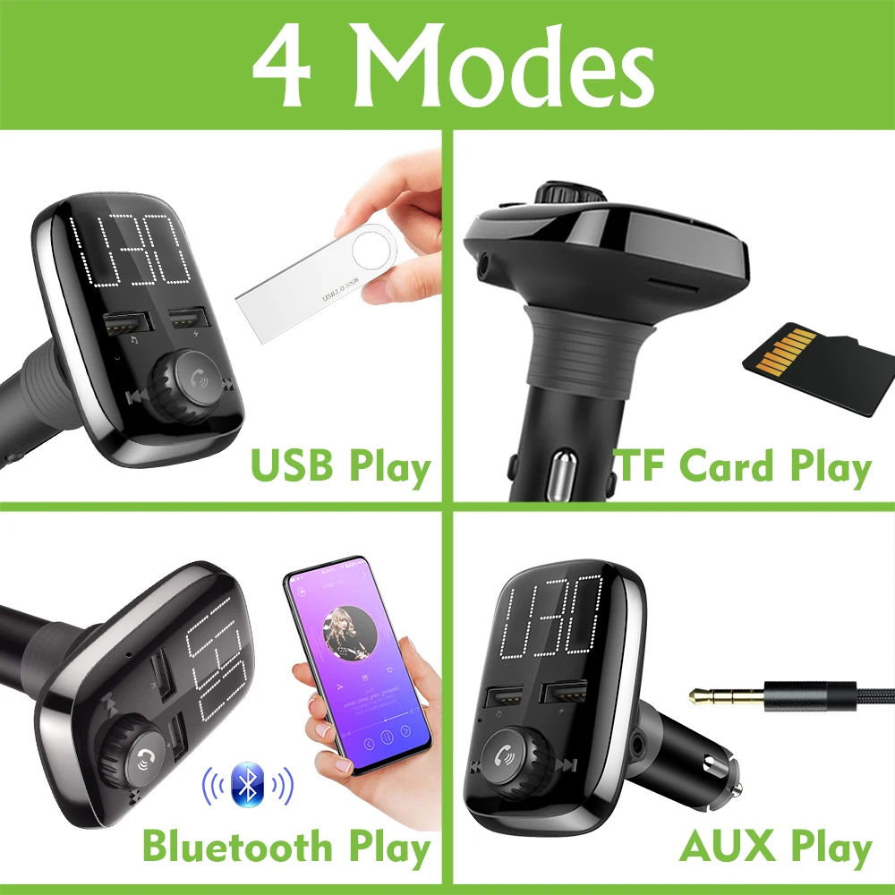 Fm передатчик Bluetooth Автомобильный трансмиссор Hands Free TF модулятор трансметтеура