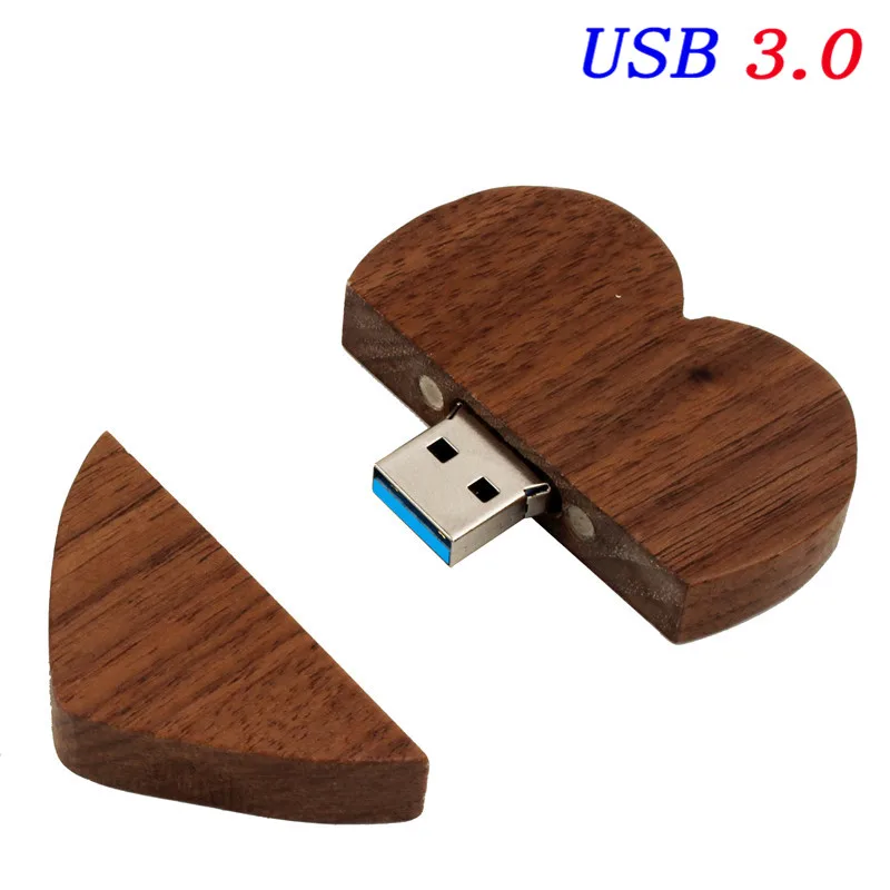 JASTER(10 шт. бесплатный логотип) клен деревянное сердце 64 Гб usb3.0+ упаковочная коробка USB флеш-накопитель Флешка 16 ГБ 32 ГБ оптом и в розницу - Цвет: Walnut has no box