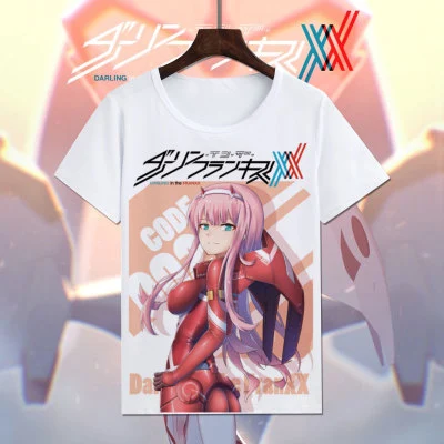 24 Аниме Дарлинг ин франкс Хиро футболка Zero Two код 002 футболки с принтом мужские топы с коротким рукавом летние футболки - Цвет: 24