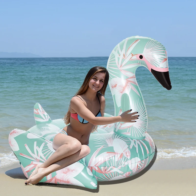 

60 Inch 1.5M Giant Inflatable Swan Pool Float Ride-On Floral Print Flamingo Swimming Ring Holiday Party Water Toys Boias Piscina