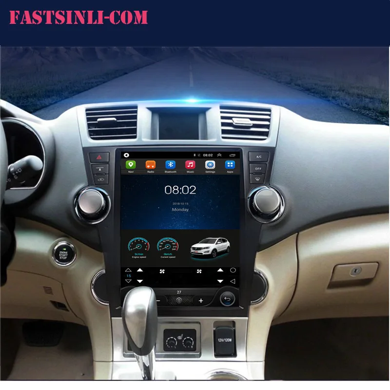 Android Tesla стиль 12,1 дюймов Автомобильный плеер для Toyota Highlander 2007-2013 стерео мультимедиа головное устройство Авторадио