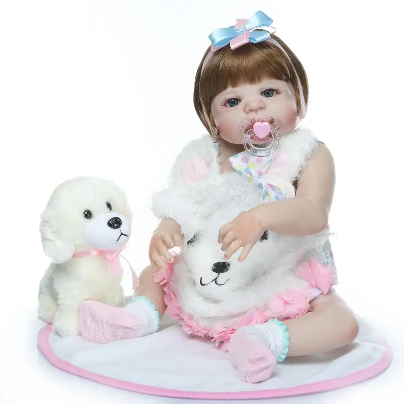 

23"silicone babies dolls cute reborn boneca poupee bebe menina dolls Brinquedos NPK Limited Collection Christmas Gift play toy