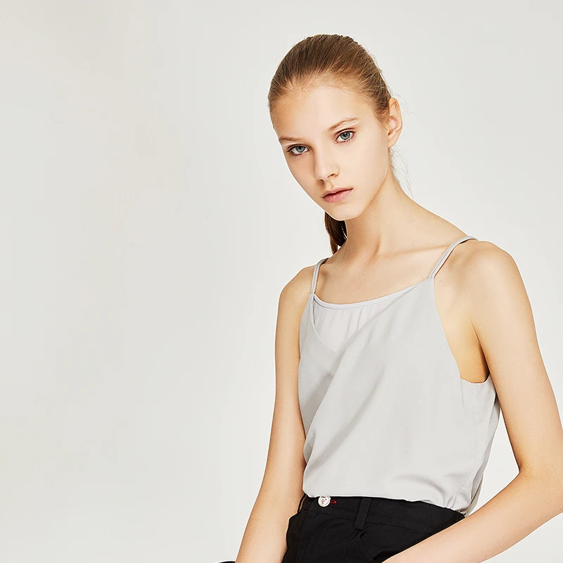 Toyouth Лето шифон V вырез горловины Tanktops ремень Sexy Back жилет Топ женский | Женская