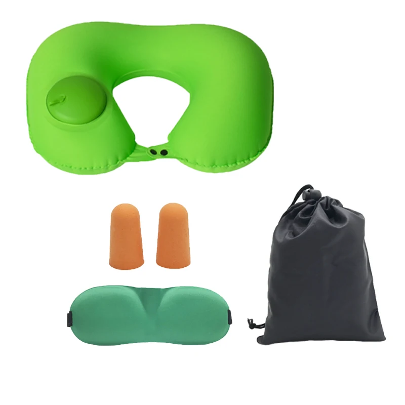 green kit U-образная надувная подушка для шеи, поддержка головы, портативная для путешествий, самолета, автомобиля, TB, распродажа - Цвет: green kit