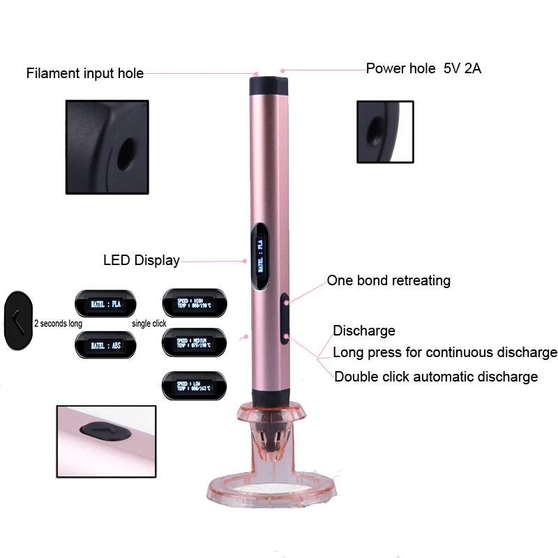 3D ручка PCL нити OLED Экран дисплея подключения USB Рисунок Живопись печати