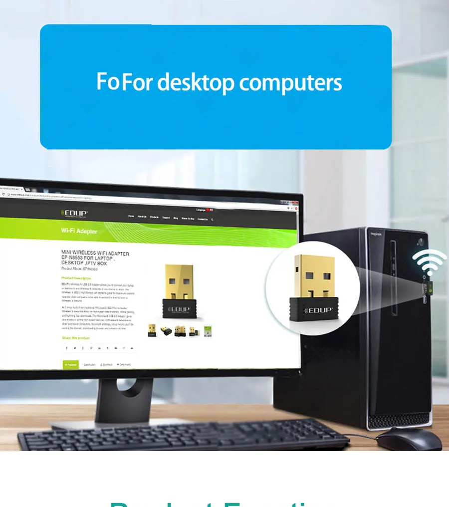 EDUP сетевая карта mini usb беспроводной wifi адаптер 150 Мбит/с Wi-Fi приемник 802.11n usb ethernet адаптер Поддержка для ПК Windows Mac