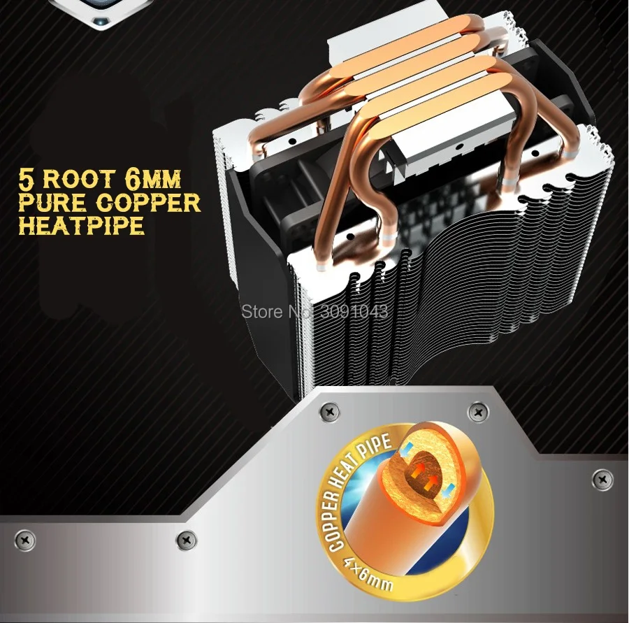 Pccooler S102 двойная поддержка башни 3 вентилятора 4pin PWM вентилятор 4 чистой меди тепловые трубки охлаждения процессора вентилятор радиатора тихий кулер Intel/AMD