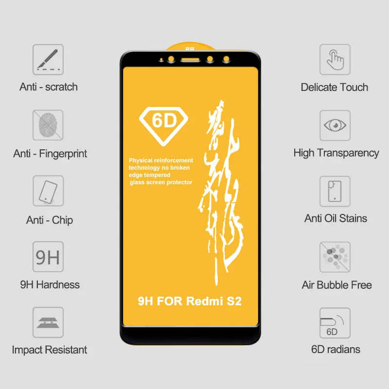 6D на стекле для Xiaomi Redmi Note 6 5 Pro 4X защита экрана Mi8 A1 A2 Lite 6X закаленное стекло для Xiaomi Redmi 5 Plus 6A S2