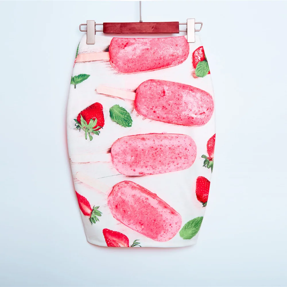 Linpeihan пикантные розовые с принтом фруктов Обувь Для Девочек Средний юбка женщин