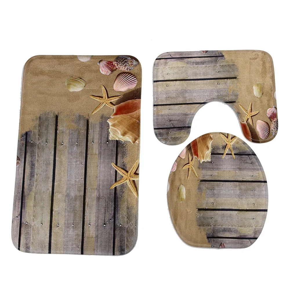 3 шт. Нескользящие коврики для ванной с рисунком под дерево набор туалетных