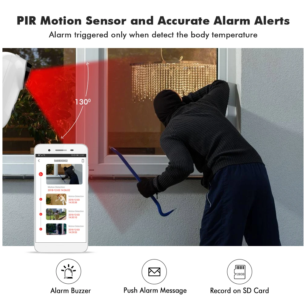 Hiseeu Беспроводная перезаряжаемая батарея CCTV Wifi ip-камера для улицы IP65 Всепогодная домашняя камера безопасности PIR Сигнализация Движения