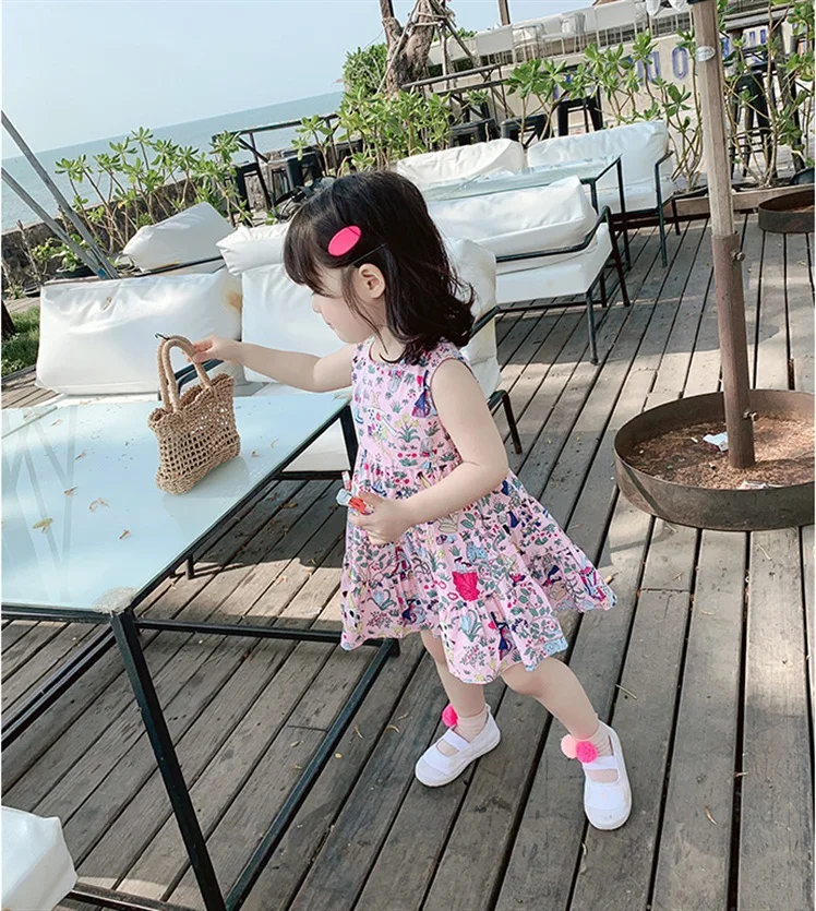 2019 summer baby girls dress party kids clothes clothing Loose cute cotton Princess floral | Детская одежда и обувь