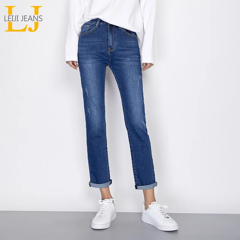 LEIJIJEANS Новинка осени повседневный стиль размера плюс L 6XL высокая талия
