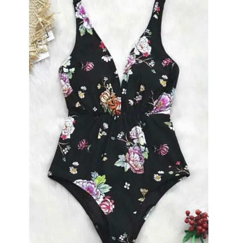 Женский цветочный комплект бикини с высокой талией купальник пуш ап подкладкой