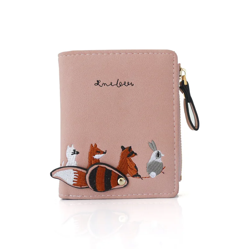 Модный женский кошелек с милыми мультяшными животными короткие кожаные кошельки