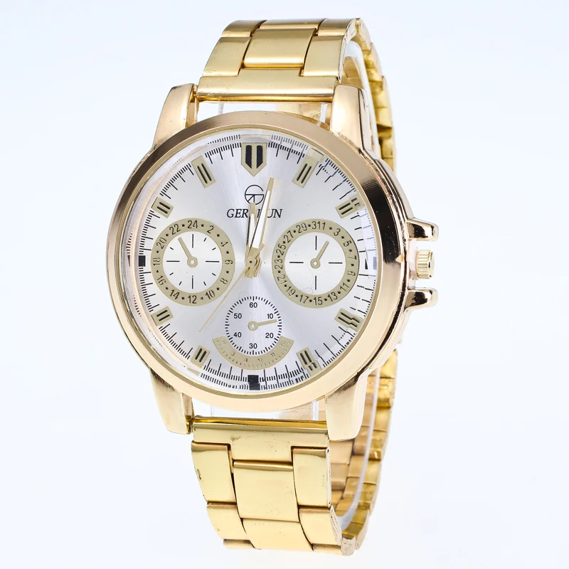 GERIDUN мужские золотые часы Брендовые Роскошные спортивные кварцевые из