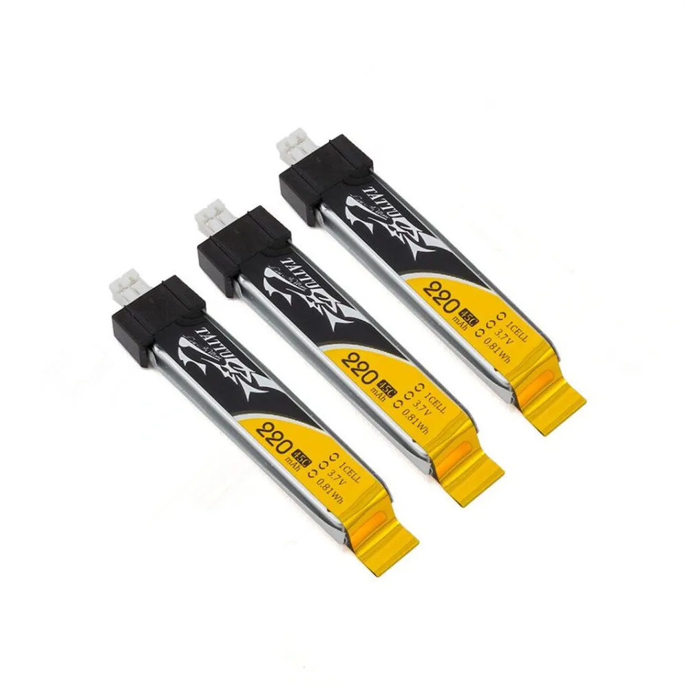 5 шт. Tattu 220 мАч 3,7 в 45C Lipo батарея JST-PH2.0 разъем для Eflite Blade индуктивности FPV PRO крошечные Whoop микро Квадрокоптеры Дрон