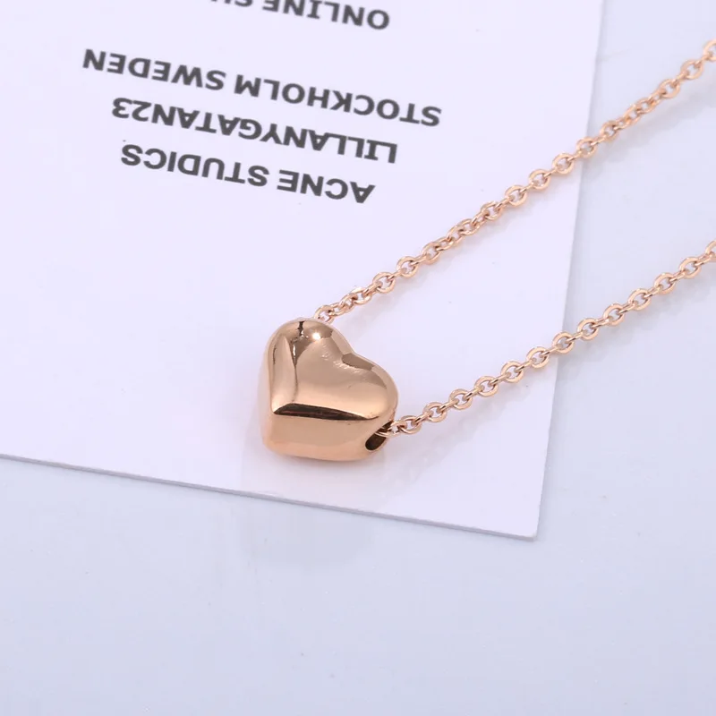 Rose gold plated Милое сердце простой кулон женское короткое ожерелье титановое из нержавеющей стали желтое розовое золото серебро Цвет Женский чокер Короткие цепи - Окраска металла: Rose gold plated