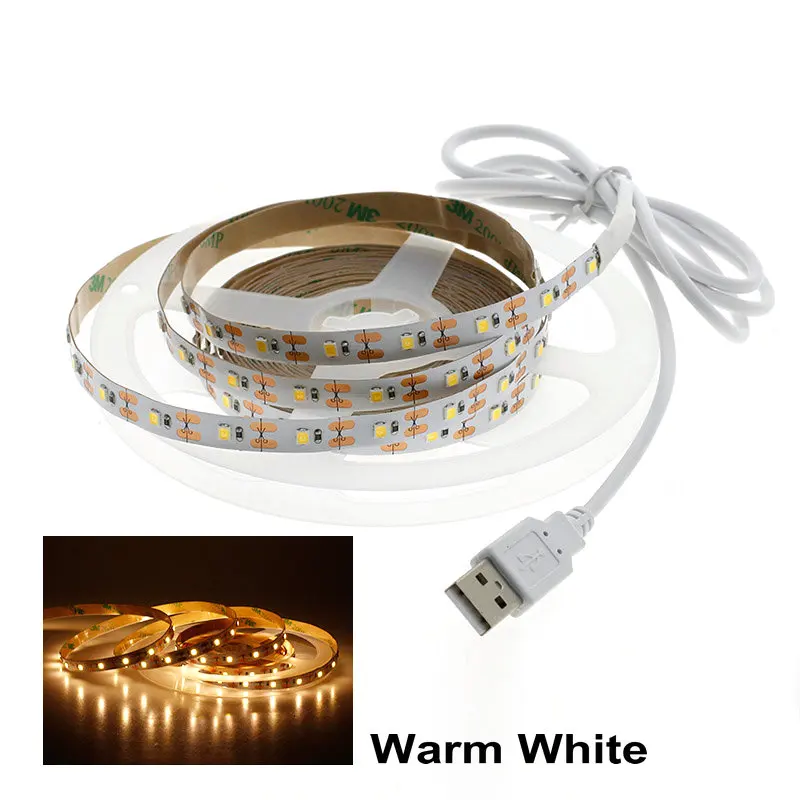 Тёплый белый 5 в USB СВЕТОДИОДНЫЙ светильник 1 м 2 м 3 м 4 м 5 м теплый белый/RGB Светодиодная лента 2835 ТВ фоновый светильник декорации Сказочный светильник s - Испускаемый цвет: Тёплый белый