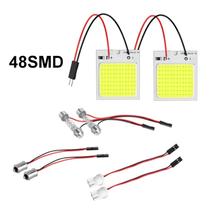 

2 шт. панельная светодиодная купольная лампа для чтения Map Lamp COB 18 24 36 48SMD Внутреннее освещение автомобиля Авто лампа C5W Festoon BA9S T4W T10 Светодиодный адаптер