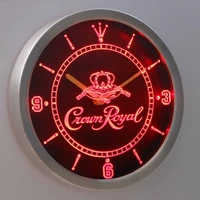 nc0104 crown royal whiskey neon light signs led wall clock