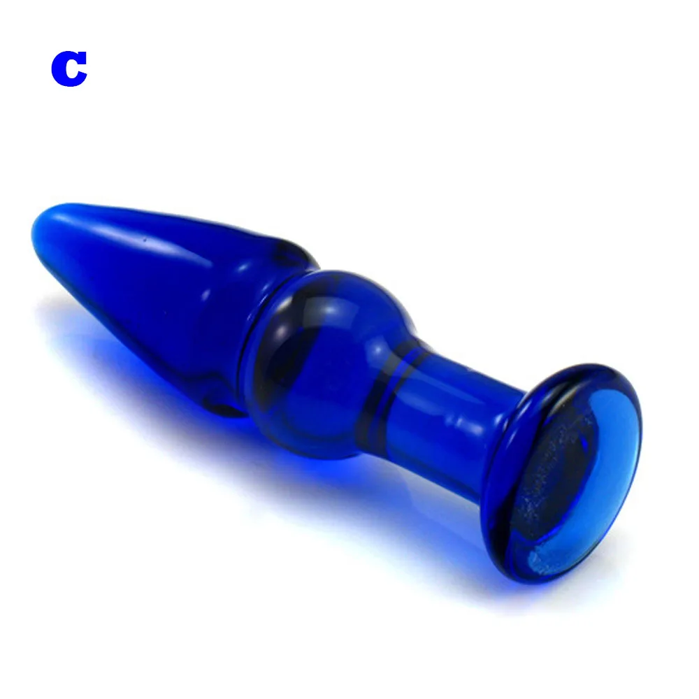 Голубая стеклянная Анальная пробка стеклянный фаллоимитатор анальные бусины