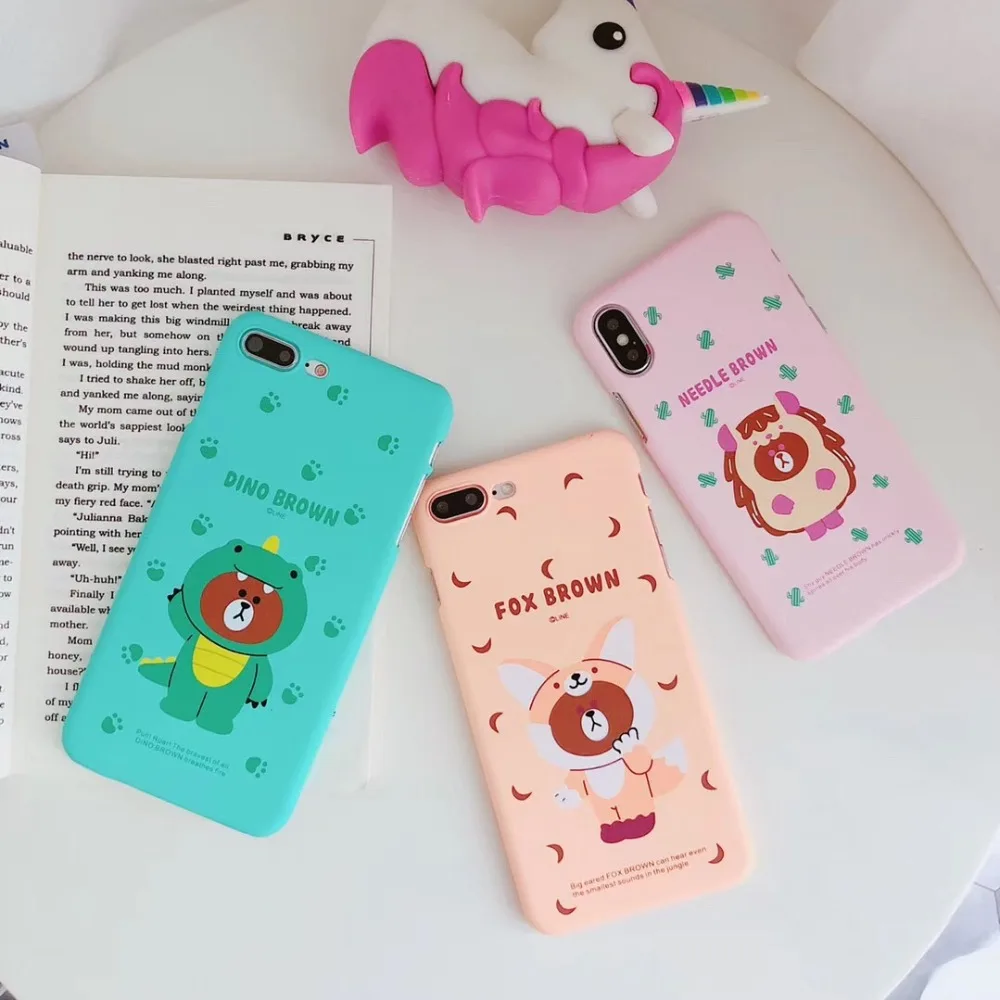 HoterTek Fashion Candy colors Matte Cartoon Bear Half Pack Hard Phone Shell For iPhone 6 7 plus iphone 8 Plus X |