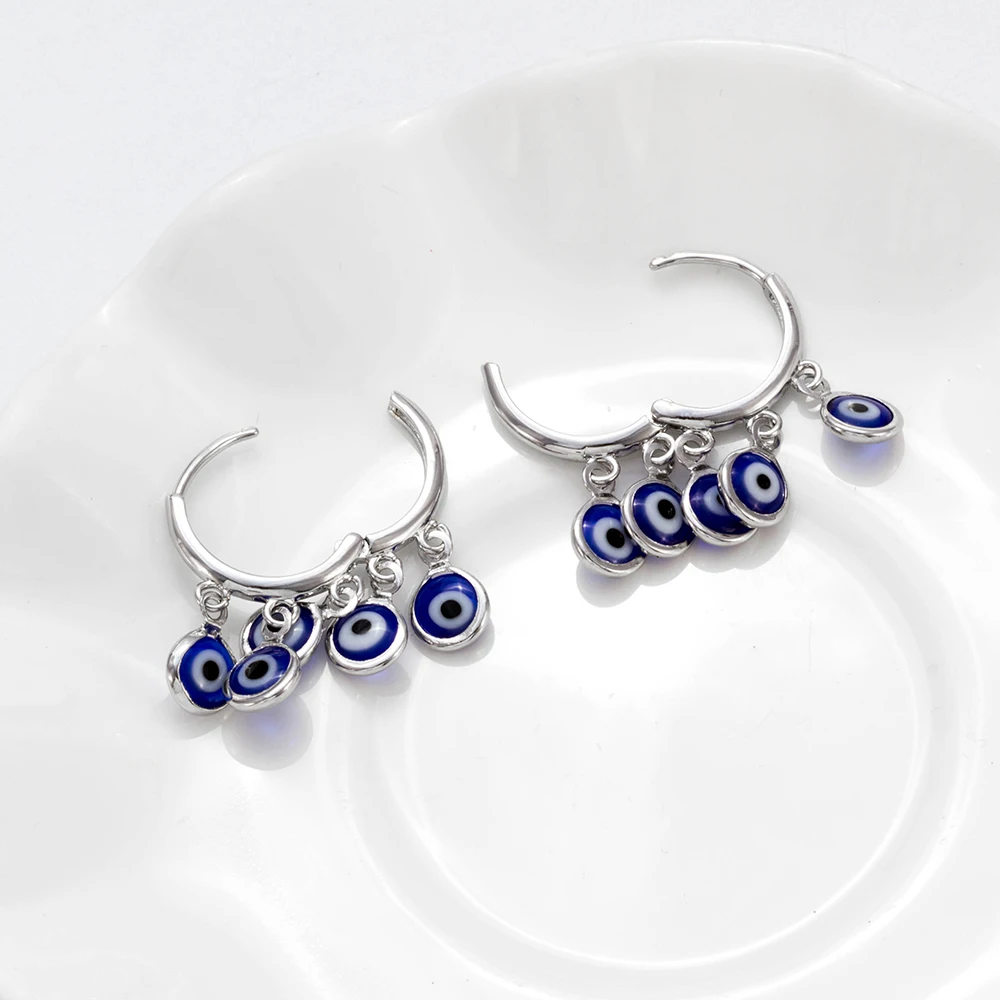 С клипсами Дурной глаз с бахромой Цвета: Синий бисера серьги медные для женщин и