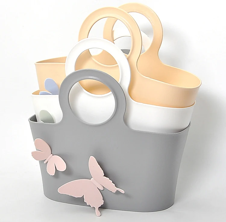 Большая пластиковая корзина для ванной, корзина для покупок с бабочкой для ванной, корзина для ванной комнаты, хранилище корзина для фруктов, органайзер, корзина для белья