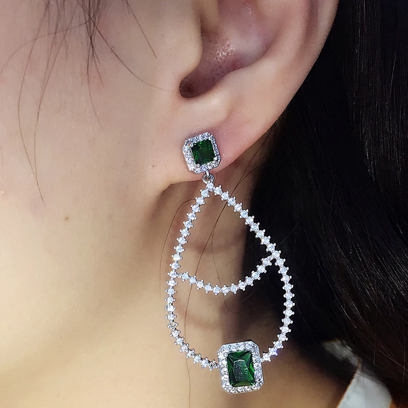 Серьги-подвески женские с фианитами для свадьбы | Украшения и аксессуары