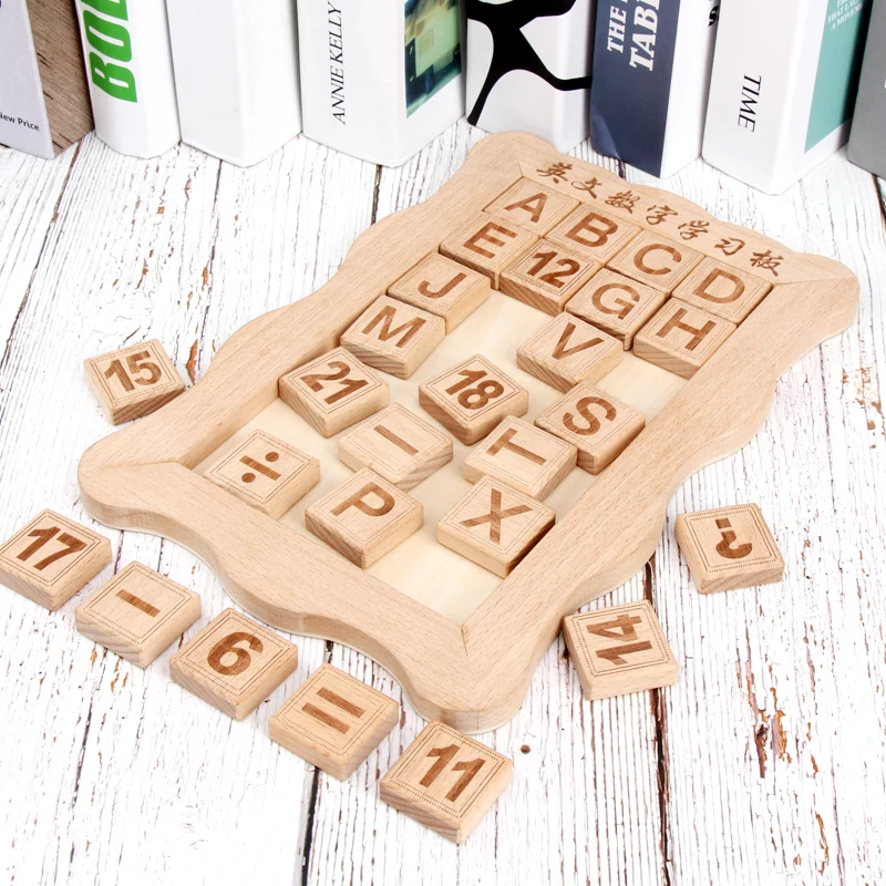 

JaheerToy Math Toys for Children Montessori Educational Wooden Digital Alphabet Cognition Intelligence Games
