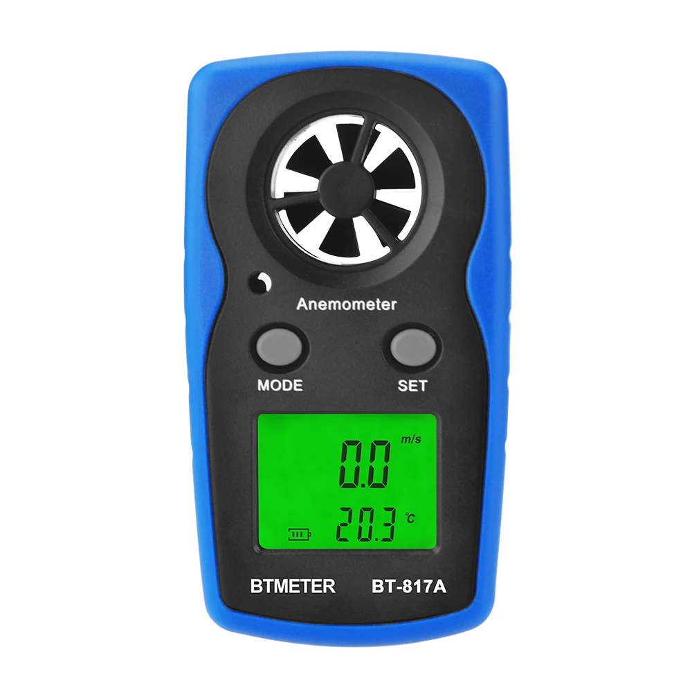 BTMETER BT-817A измеритель скорости ветра, портативный Анемометр цифровой датчик термометр, скорость воздуха и измерение температуры для HVAC