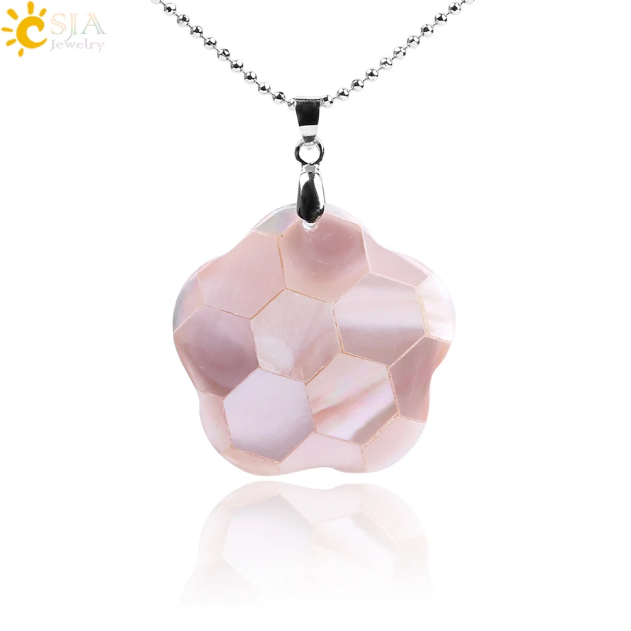 Розовые подвески в виде цветов CSJA для девочек подарок перламутровая оболочка