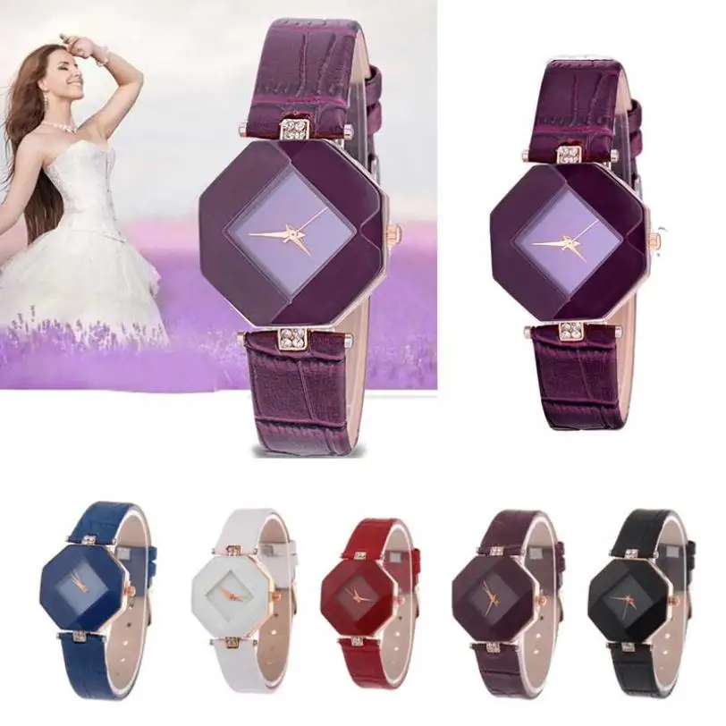 

2021 Selling fashion women watches luxury irregular shape of a glass mirror Design a special look Simple fashion bracelet watch