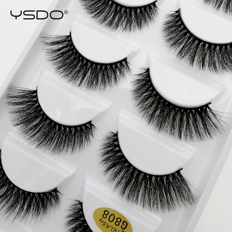 Норковые ресницы YSDO 5 пар накладные для макияжа 3d норковые полоски натуральные