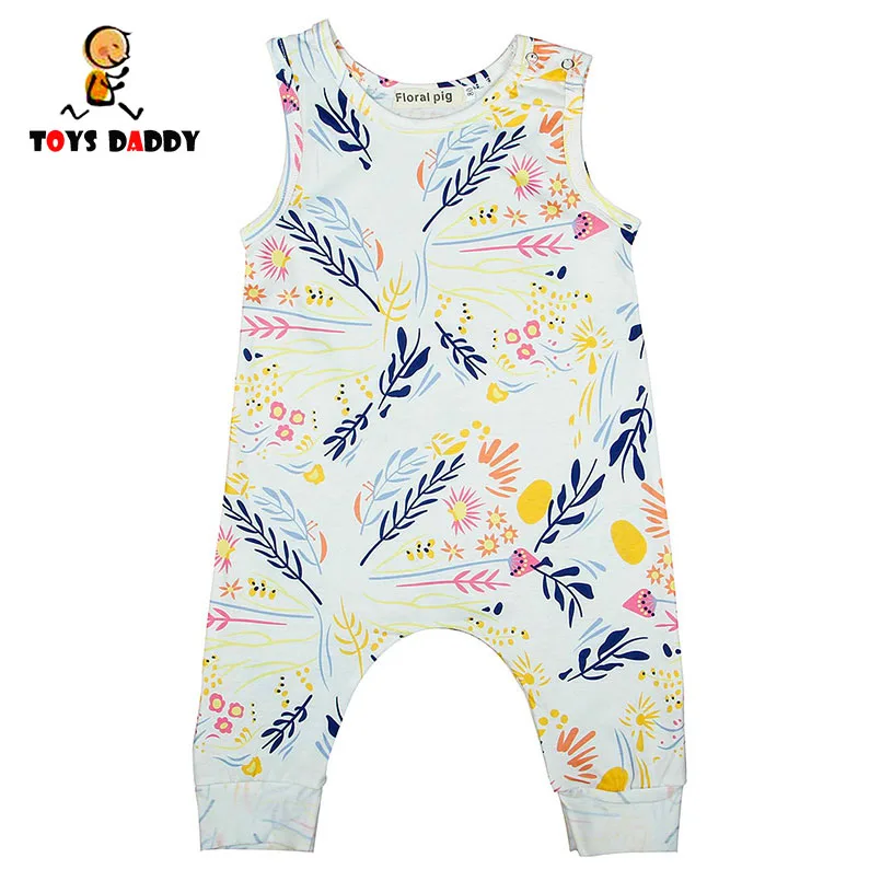 0-3 Years Boy Girl Clothes Baby Romper Printed Cotton Newborn Rompers White Sleeveless Jumpsuit Pajamas Climb Play Mats | Игрушки и