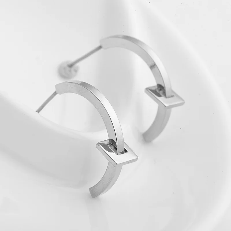 GEREIT Semicircular Open Metal For Females Stud Earrings Simple Daily Life Office Style Costume Accessories Valentine's Day Gift |