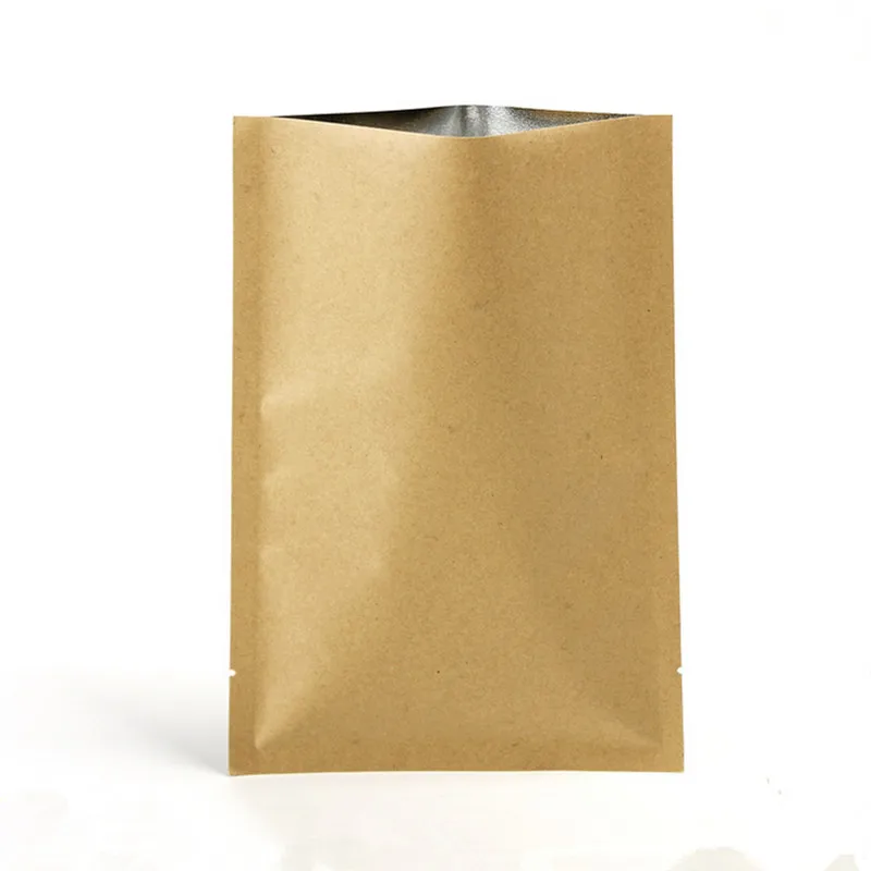 100 шт. плоский нижний крафт бумажный мешок с открытым верхом чайный порошок кофе