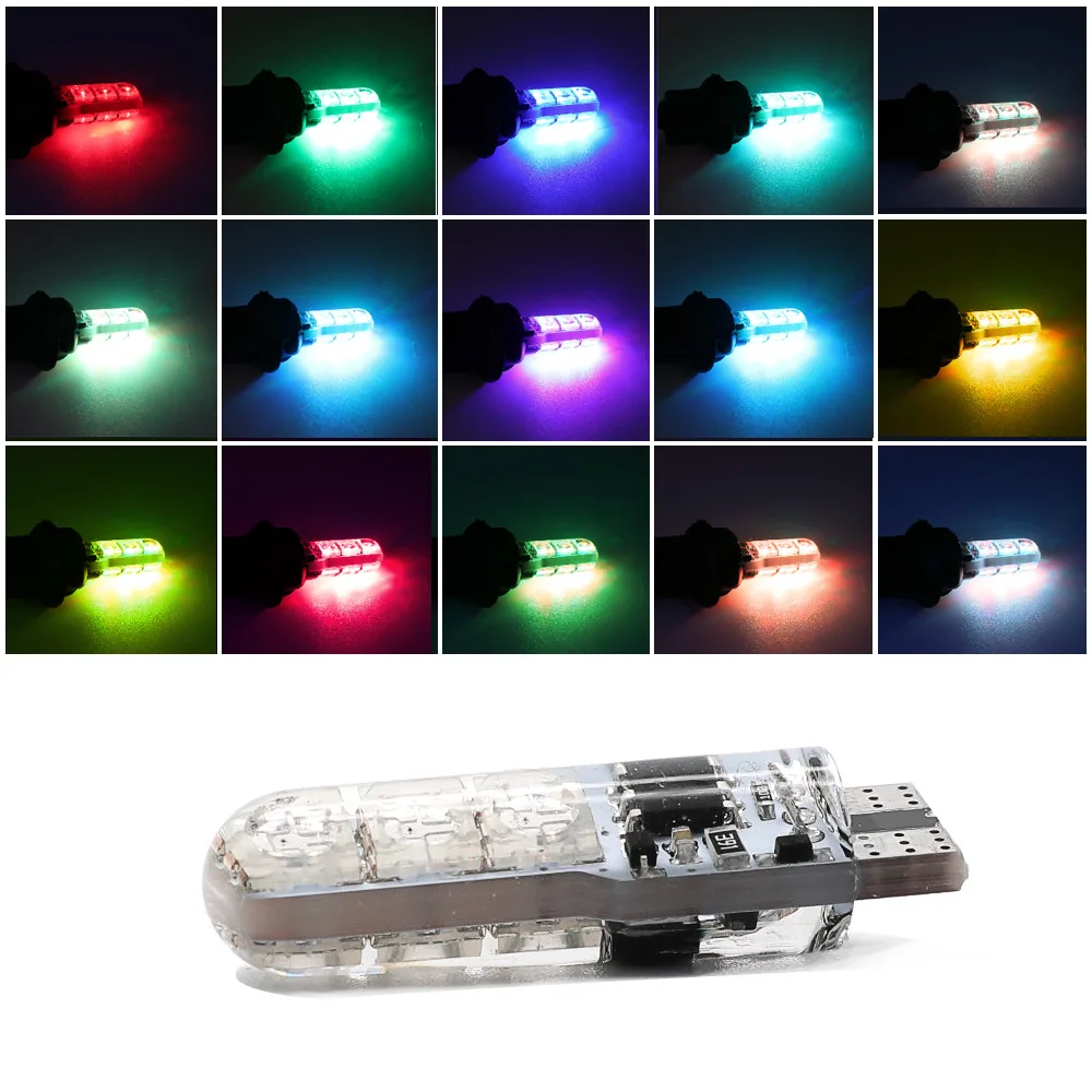 Carsty RGB T10 W5W Светодиодные Габаритные фонари для автомобиля SMD Led 194 168 лампочка с
