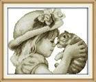 Набор для вышивки крестом с изображением милой девушки и кошки, 181411 шт.