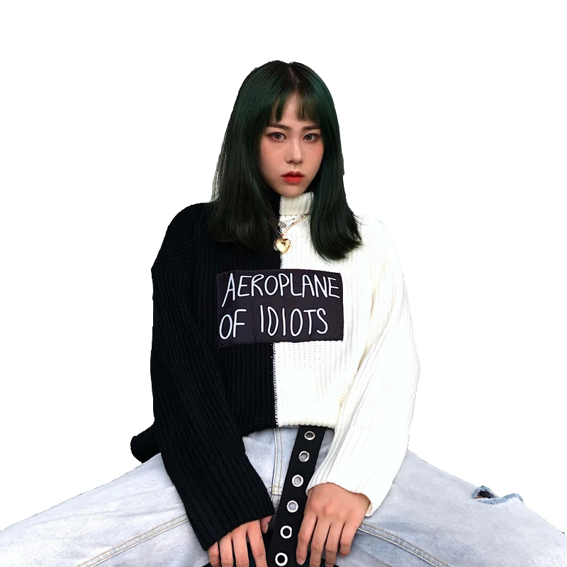2018 Harajuku оверсайз свитер Повседневный женский корейский с буквенным принтом