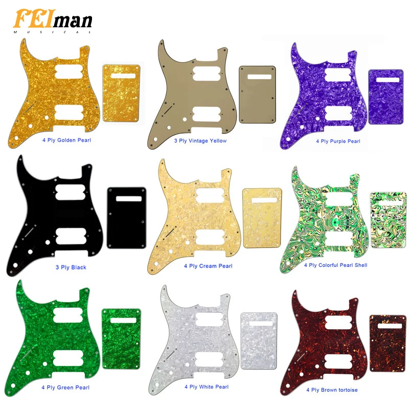 

Pleroo Guitar Parts Left Handed Pickguards With Back Plate For Fender Standard And Contemporary Strat ST HH Style Guitar