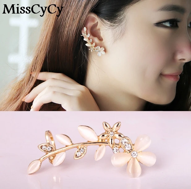 MissCyCy 2016 New Summer Style Fine Jewelry Opal Rhinestone Petal Earrings For Women | Украшения и аксессуары - Фото №1