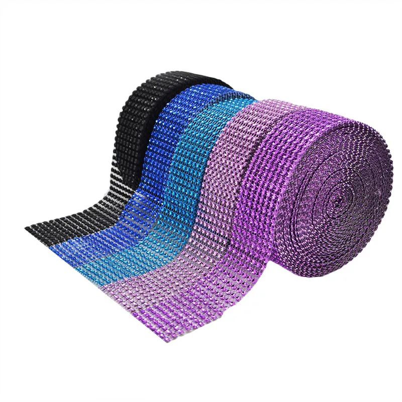 2 ярда 4 см блестящая Алмазная сетчатая оберточная лента Серебряная Стразы рулон