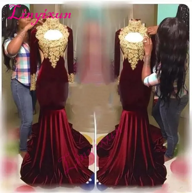 Бархатные платья русалки в африканском стиле бордового цвета для выпускного