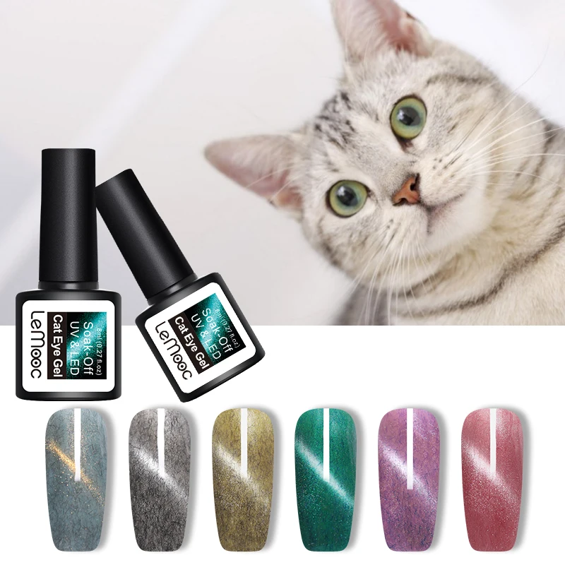 Меховой Гель лак для ногтей LEMOOC 8 мл с эффектом кошачий глаз зимний фиолетовый