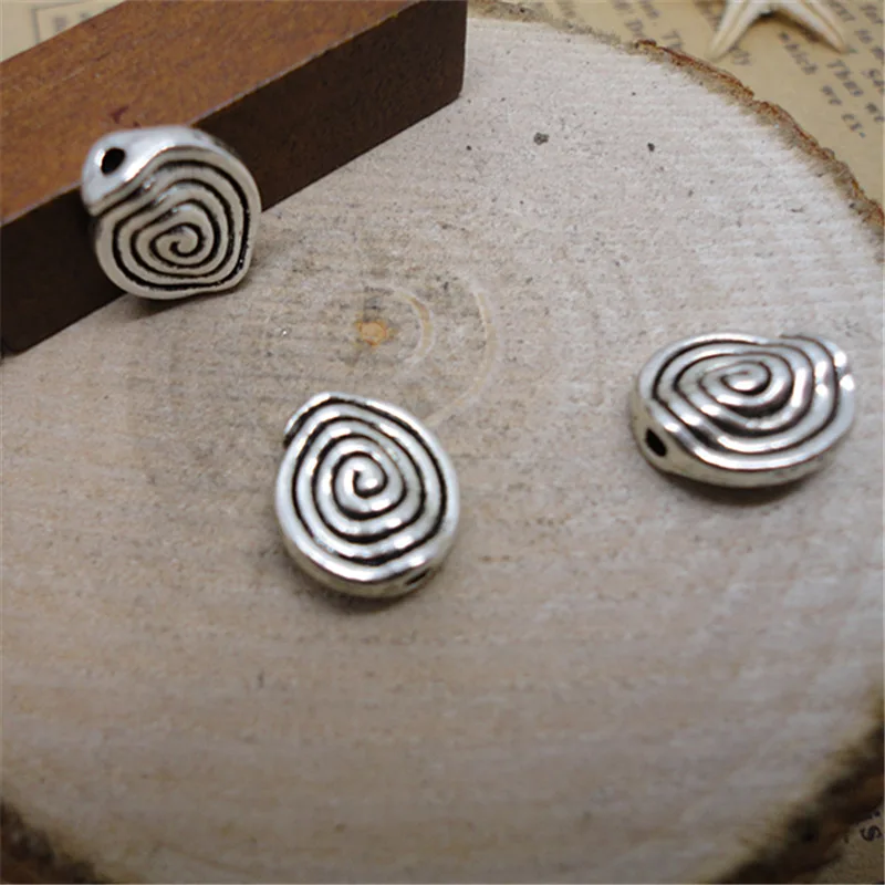 

100pcs whorl fashion antique silver beads Jewelry Making earrings bracelet necklace keychain DIY 10*11mm small hole beads