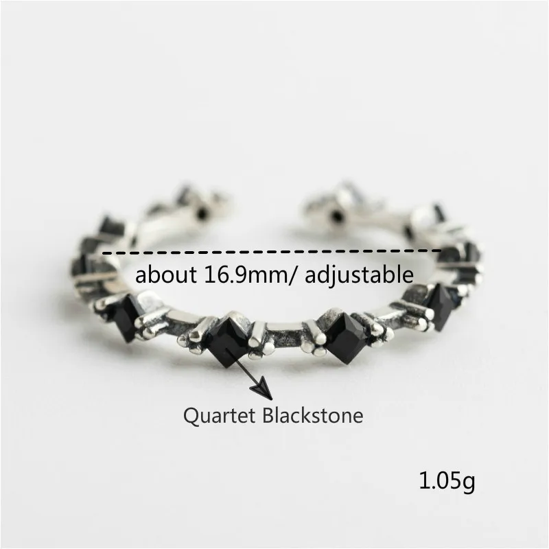 Кольца Flyleaf из стерлингового серебра 925 пробы женские с квадратным обсидиановым